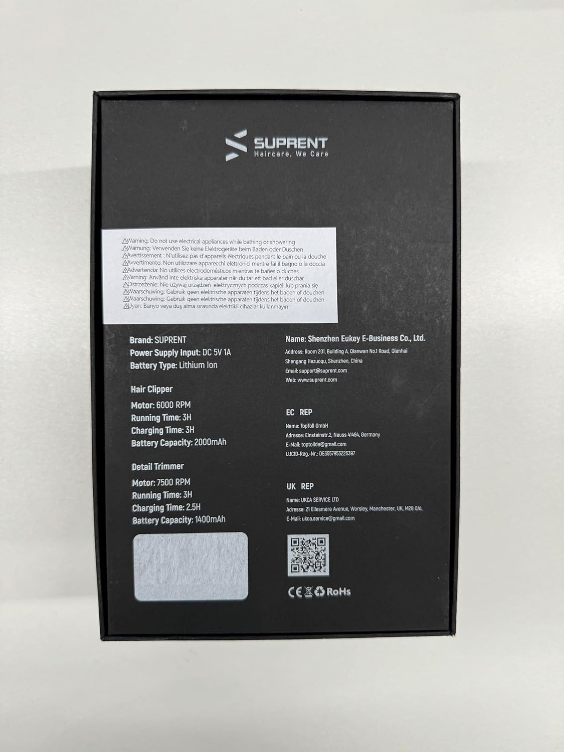 سوبرينت ماكينة حلاقة الشعر للرجال، مجموعة ماكينة حلاقة شعر لاسلكية مع نوع سي قابلة لاعادة الشحن، 7000 دورة في الدقيقة