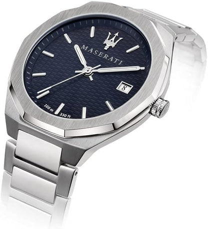 مازيراتي ساعة انالوج بعقارب ومينا ازرق للرجال من ستايل، موديل R8853142006