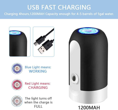 مضخة زجاجة مياه سعة 5 جالون قابلة للشحن بمنفذ USB للشرب التلقائي محمولة للتخييم