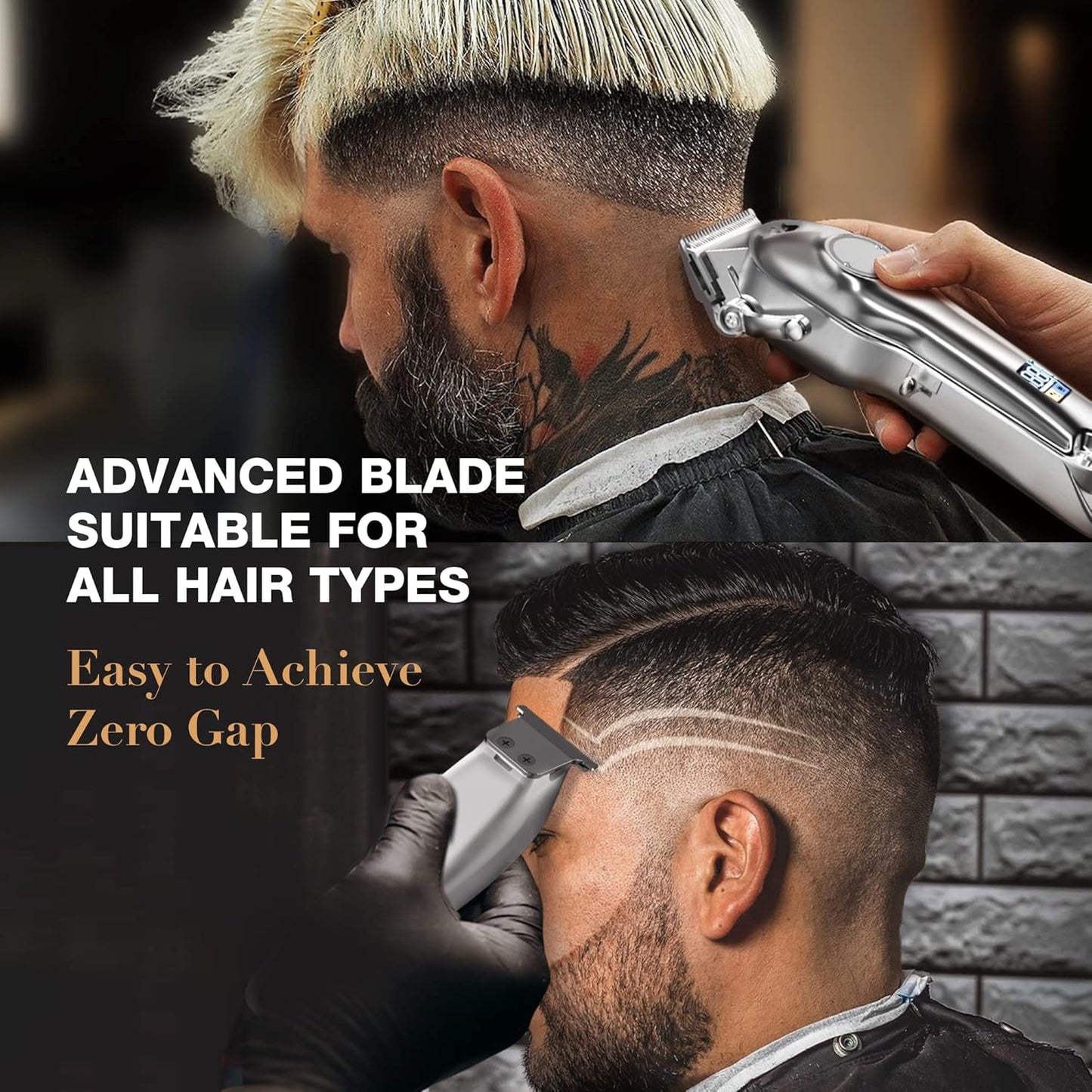 سوبرينت® ماكينة حلاقة احترافية للرجال، مجموعة قص الشعر وشفرة على شكل حرف T بدون فجوة، مجموعة ماكينة حلاقة لاسلكية مع شاشة LED لهدايا الرجال (فضي)