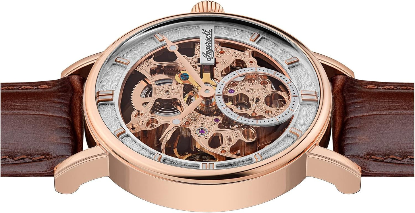 Ingersoll Men's The Herald Automatic Watch with Skeleton Dial and Brown Leather Strap I00401