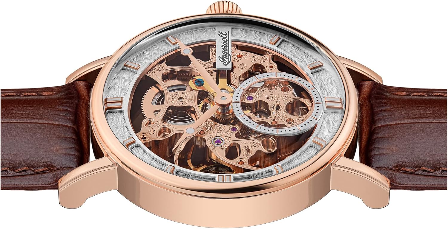 Ingersoll Men's The Herald Automatic Watch with Skeleton Dial and Brown Leather Strap I00401