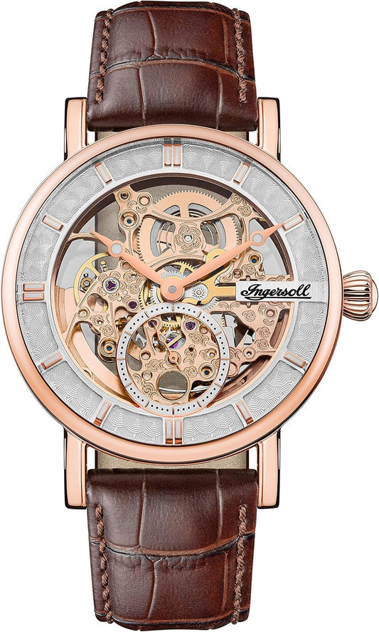 Ingersoll Men's The Herald Automatic Watch with Skeleton Dial and Brown Leather Strap I00401